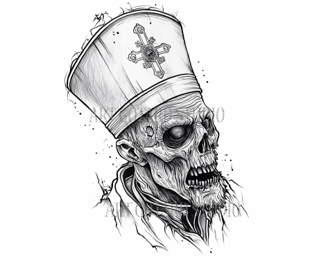 Koszulka Czaszka Papież 100% bawełna luźna koszulka, t-shirt biały